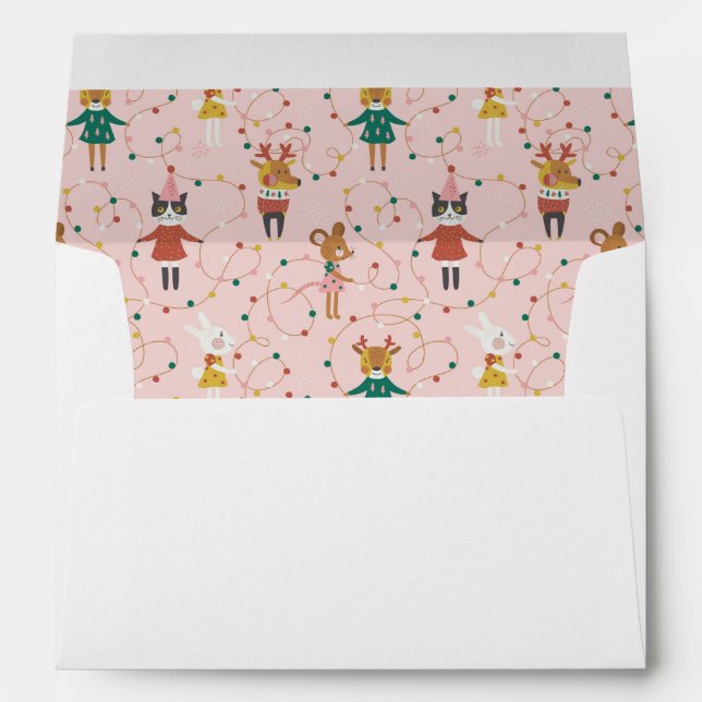Festive Animal Friends Christmas Pattern Envelope (Back (Bottom))