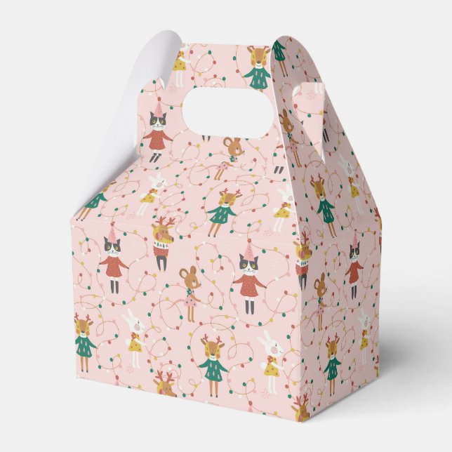 Festive Animal Friends Christmas Pattern Favor Box (Front Side)