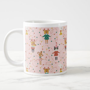 Festive Animal Friends Christmas Pattern Large Coffee Mug
