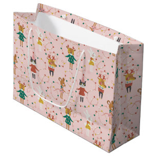 Festive Animal Friends Christmas Pattern Large Gift Bag
