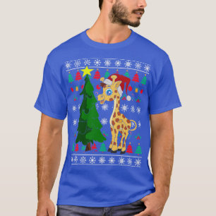 Festive Animal Xmas Santa Claus Giraffe Ugly Chris T-Shirt