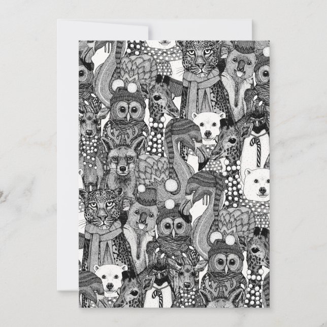 festive animals black holiday card (Front)