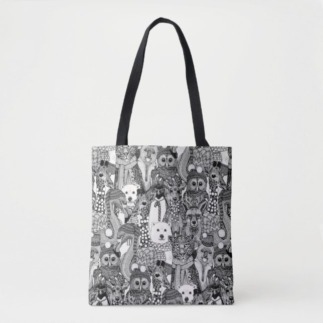 festive animals black tote bag (Front)