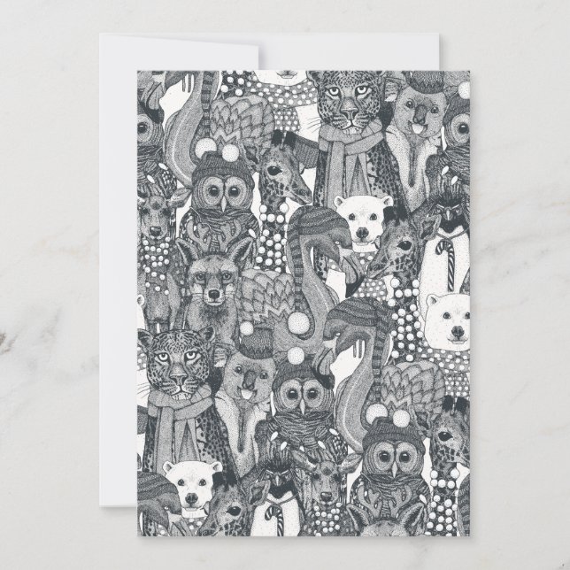 festive animals grey holiday card (Front)