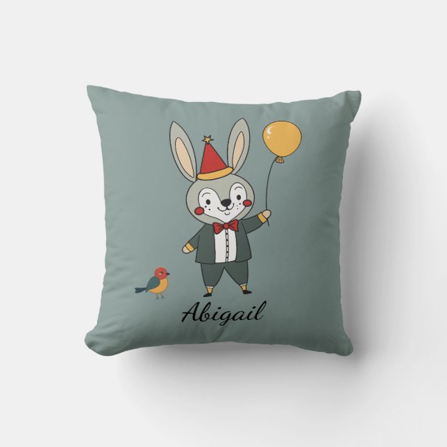 Festive animals - Rabbit Throw Pillow (Front)