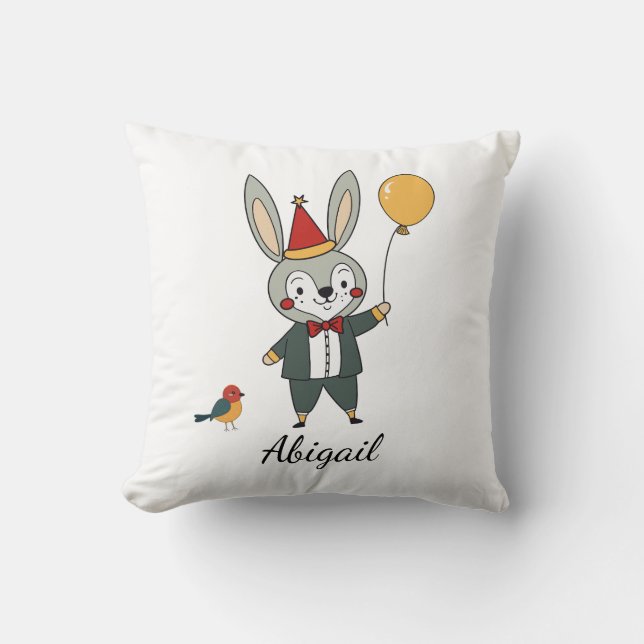 Festive animals - Rabbit Throw Pillow (Front)