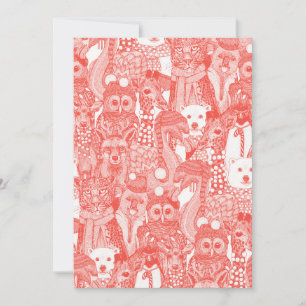festive animals red holiday card