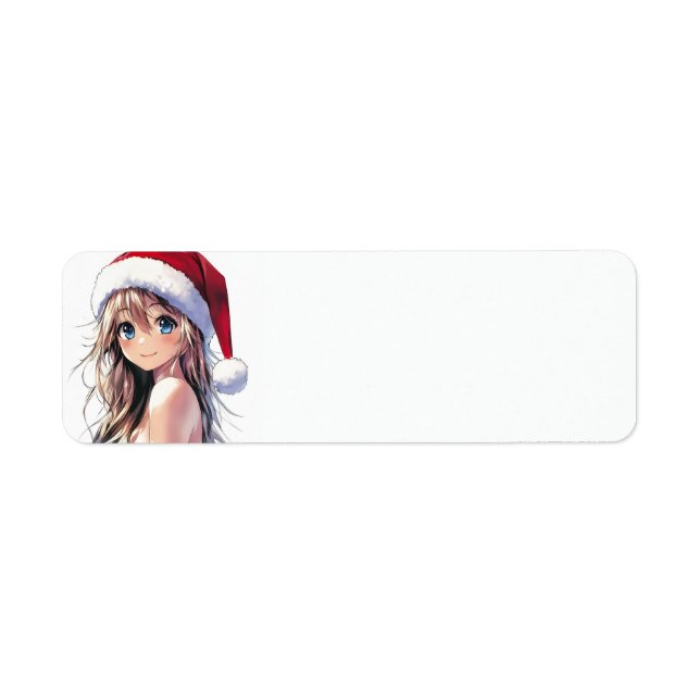 Festive Anime Girl Santa Hat with Bright Blue Eyes (Front)