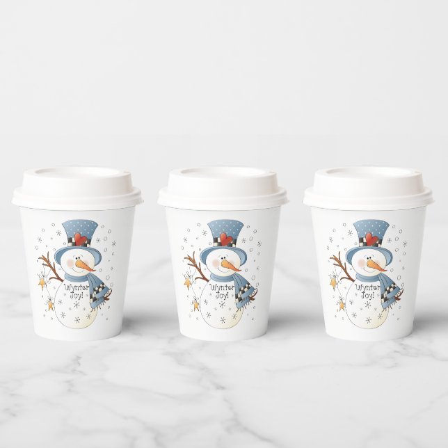 Festive any purpose Winter snowman Paper Plates Paper Cups (Multi)