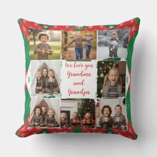 Festive Argyle Love Personalized Christmas Throw Pillow