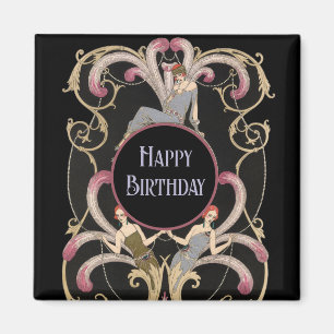 Festive Art Deco Birthday   Magnet