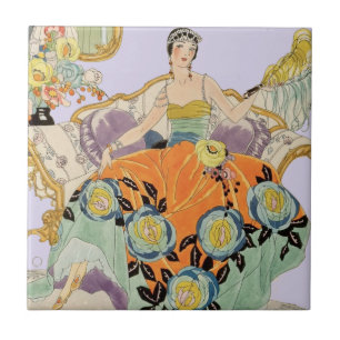 Festive Art Deco Lady Tile