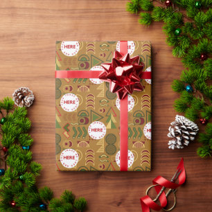Festive Art Deco Vintage Custom Logo Christmas Wrapping Paper