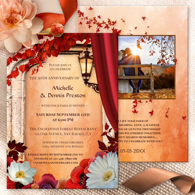 Festive Automne Photo Anniversaire Fête Invitation (Créateur téléchargé)