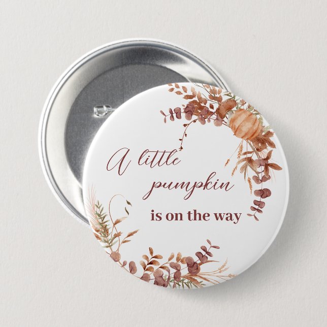 Festive Autumn Terracotta Baby Fox Pumpkin 3 Inch Round Button (Front & Back)