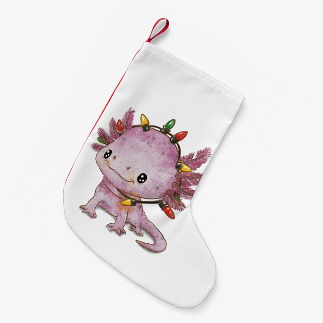 Festive Axolotl Small Christmas Stocking (Front (Hanging))