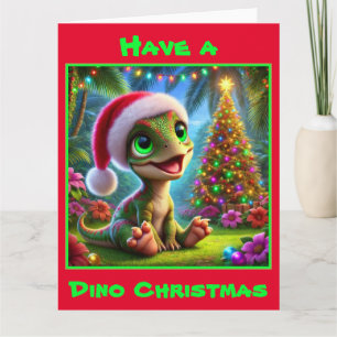 Festive Baby Dinosaur Christmas Card