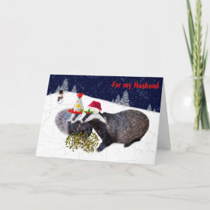 Festive Badgers Card HUSBAND