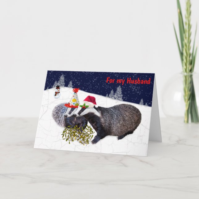Festive Badgers Card HUSBAND (Front)