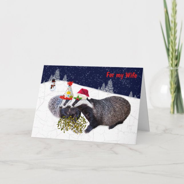 Festive Badgers Card WIFE (Front)