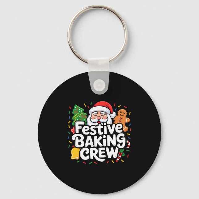 Festive Baking Crew Soft Palette Holiday Family Ch Keychain (Front)