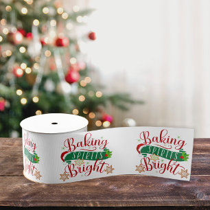 Festive Baking Spirits Bright Christmas Holiday Grosgrain Ribbon