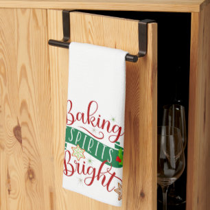 Festive Baking Spirits Bright Christmas Kitchen Towel
