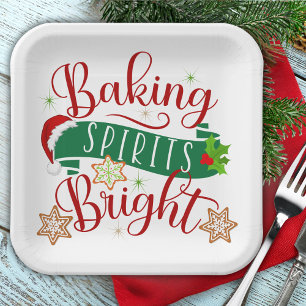 Festive Baking Spirits Bright Christmas Paper Plate