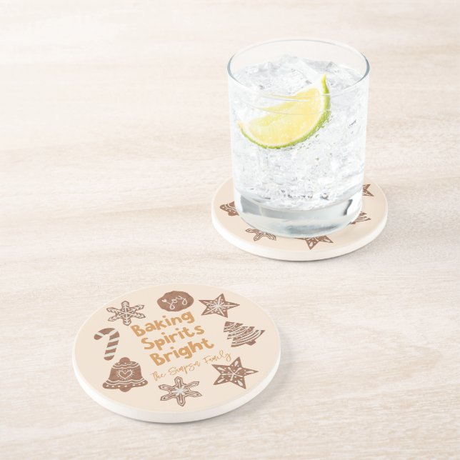 Festive Baking Spirits Bright Yellow Coaster (Side)