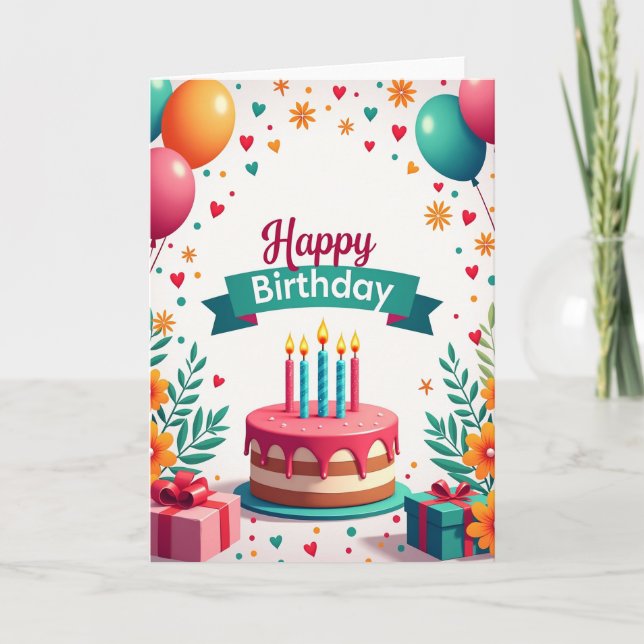 Festive Banner Birthday Card (Front)