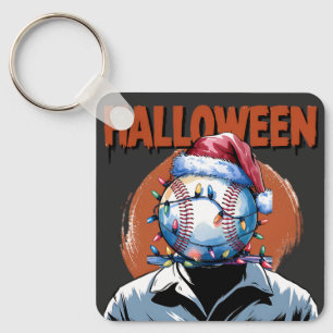 Festive Baseball: Halloween Meets Christmas Keychain