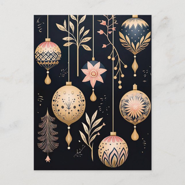 Festive Baubles Christmas Greeting Card (Front)