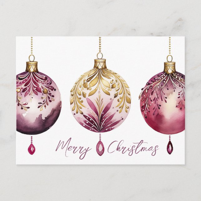 Festive Baubles Christmas Greeting Card (Front)