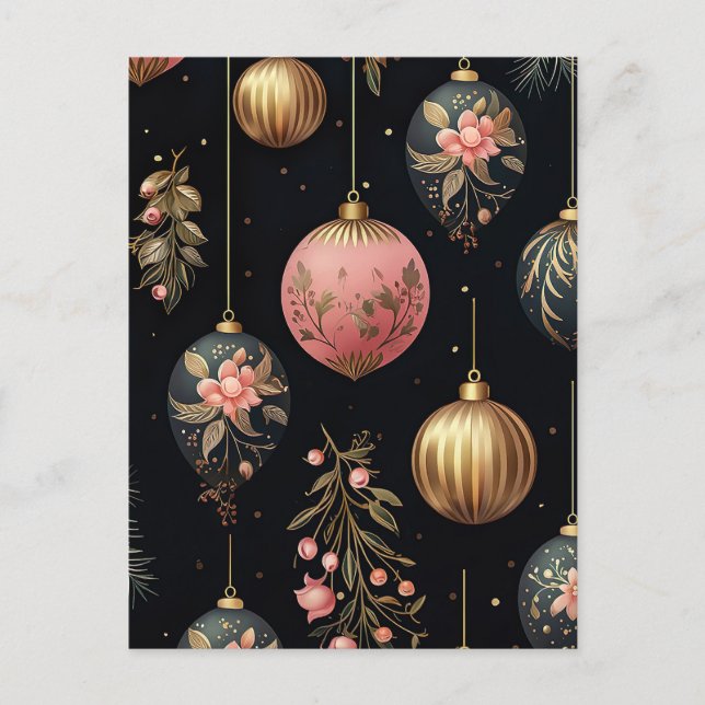 Festive Baubles Christmas Greeting Card (Front)