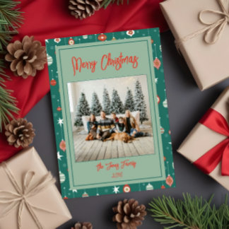 Festive Baubles & Snowflakes Christmas Card