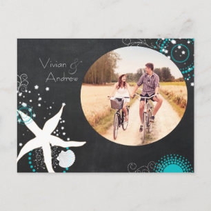 Festive Beach Wedding Photo Save the Date Announcement Postcard