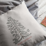 Festive Beige Merry Christmas Winter Tree Throw Pillow<br><div class="desc">This elegant and simple Beige "Merry Christmas" holiday throw pillow features a detailed rendition of a festive winter tree,  hand-drawn in black ink. Personalize with your own holiday greeting and family name by simply clicking on "Personalize this template" on the Product Page.</div>