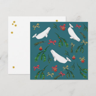 Festive Beluga Whale Illustration Christmas Holiday Card