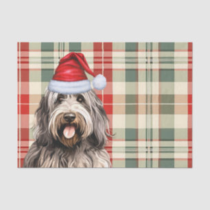 Festive Bergamasco Dog Plaid Christmas Tissue Paper