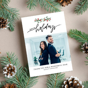 Festive Berries Corporate Business Holiday Photo Card