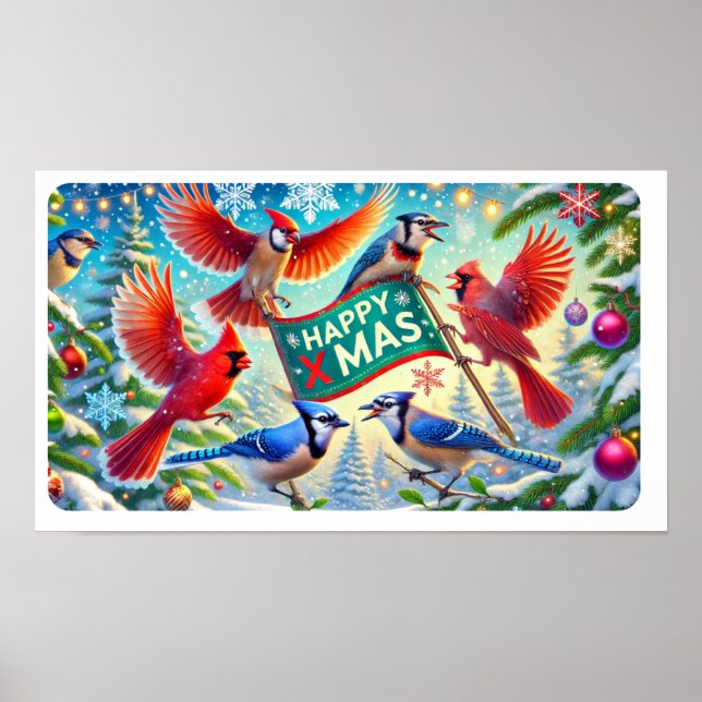 Festive Birds of the USA:Spreading Christmas Cheer Poster (Front)