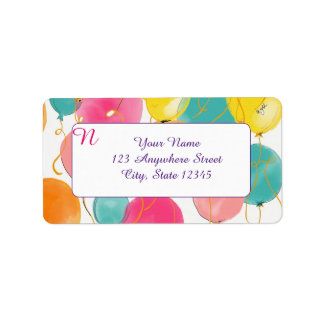 Festive Birthday Balloons Address Labels