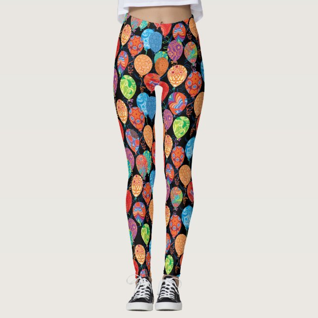 Festive Birthday Balloons Leggings (Front)