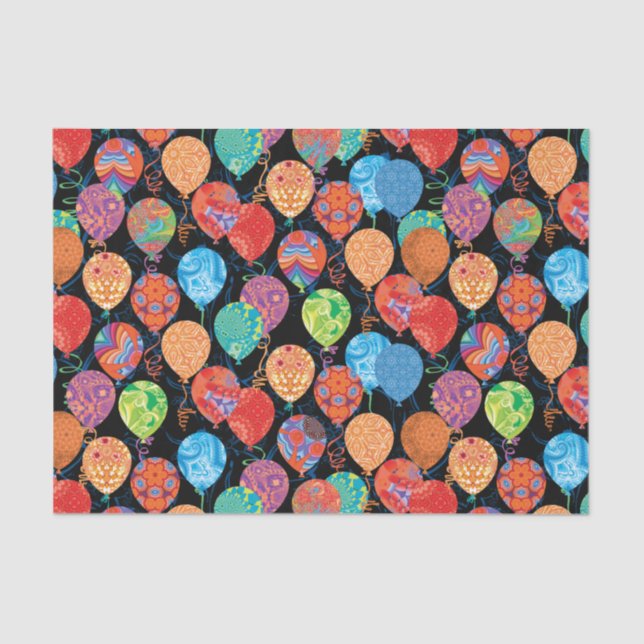 Festive Birthday Balloons Tissue Paper (Front)