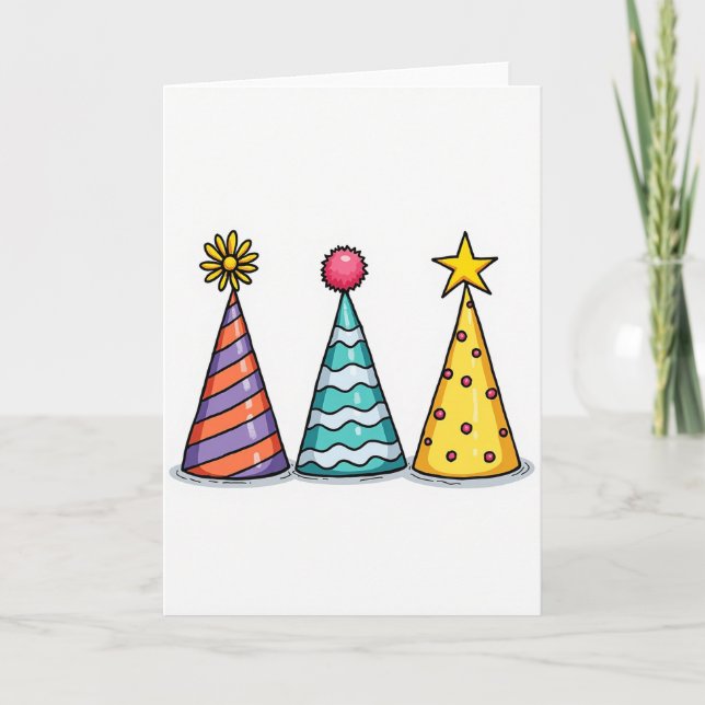 Festive Birthday Outlined Hat Card (Front)