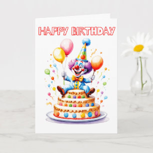 Festive Birthday Party Clown Card