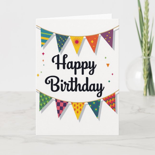 Festive Birthday Pennant Card (Front)