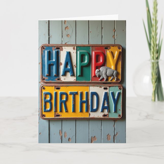 Festive Birthday Plates Card (Front)