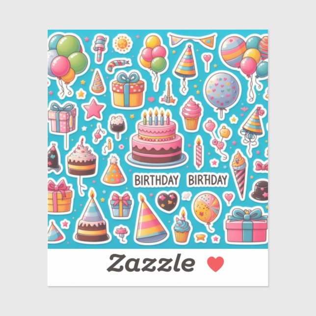 Festive Birthday Sticker Pack" (Sheet)
