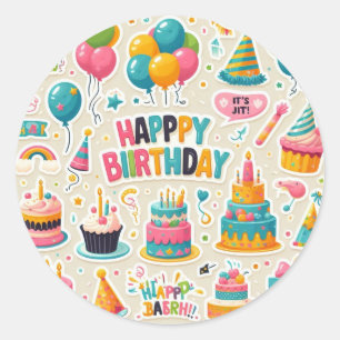 "Festive Birthday Sticker Pack: Celebrate in Style